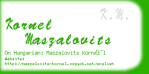 kornel maszalovits business card